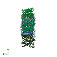 PDB entry 5i20 coloured by chain, side view.