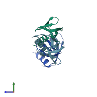 PDB entry 5i21 coloured by chain, side view.