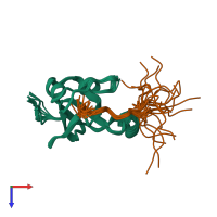 PDB entry 5i22 coloured by chain, ensemble of 20 models, top view.