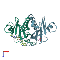 PDB entry 5i2e coloured by chain, top view.