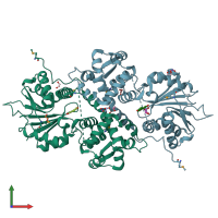 PDB entry 5i2h coloured by chain, front view.