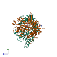 PDB entry 5i2n coloured by chain, side view.