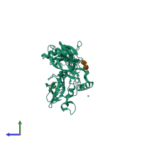 PDB entry 5i2s coloured by chain, side view.