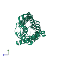 PDB entry 5i32 coloured by chain, side view.
