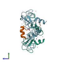 PDB entry 5i3l coloured by chain, side view.