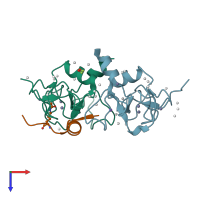 PDB entry 5i3l coloured by chain, top view.