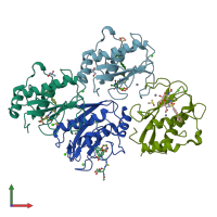 PDB entry 5i3m coloured by chain, front view.