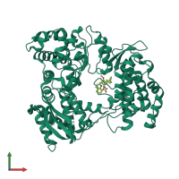 PDB entry 5i3q coloured by chain, front view.