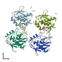 PDB entry 5i43 coloured by chain, front view.
