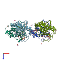 PDB entry 5i43 coloured by chain, top view.