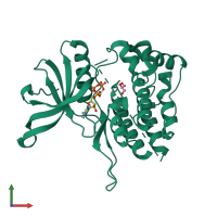 PDB entry 5i4n coloured by chain, front view.