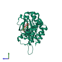 PDB entry 5i4n coloured by chain, side view.