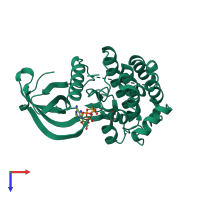 PDB entry 5i4n coloured by chain, top view.