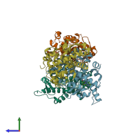 PDB entry 5i4v coloured by chain, side view.