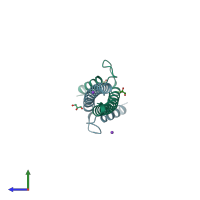 PDB entry 5i4z coloured by chain, side view.