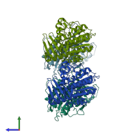 PDB entry 5i5f coloured by chain, side view.