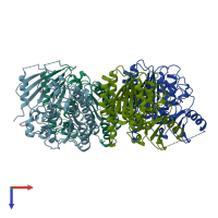 PDB entry 5i5f coloured by chain, top view.
