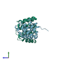 PDB entry 5i5n coloured by chain, side view.