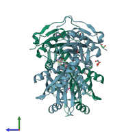 PDB entry 5i5y coloured by chain, side view.