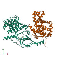 PDB entry 5i5z coloured by chain, front view.