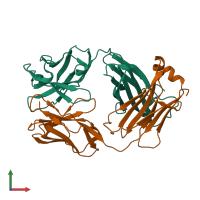 PDB entry 5i66 coloured by chain, front view.