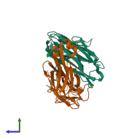 PDB entry 5i66 coloured by chain, side view.