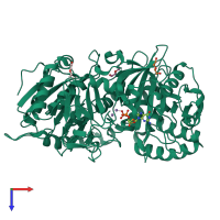 PDB entry 5i67 coloured by chain, top view.