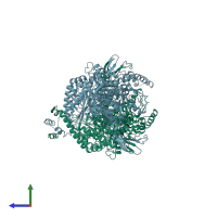 PDB entry 5i6f coloured by chain, side view.