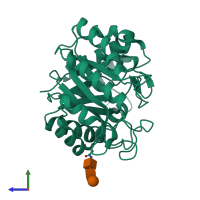PDB entry 5i6s coloured by chain, side view.