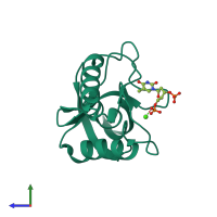 PDB entry 5i6w coloured by chain, side view.