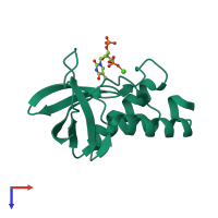 PDB entry 5i6w coloured by chain, top view.