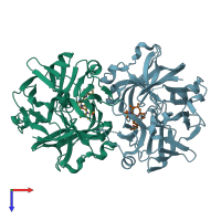 PDB entry 5i70 coloured by chain, top view.