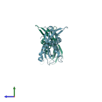 PDB entry 5i7j coloured by chain, side view.