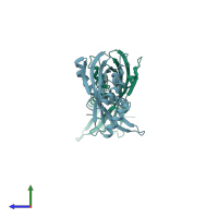 PDB entry 5i7k coloured by chain, side view.