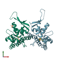 PDB entry 5i7m coloured by chain, front view.