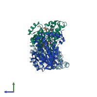 PDB entry 5i7v coloured by chain, side view.