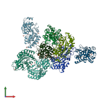 PDB entry 5i84 coloured by chain, front view.