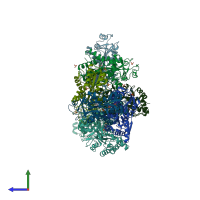 PDB entry 5i84 coloured by chain, side view.