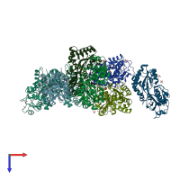 PDB entry 5i84 coloured by chain, top view.