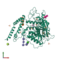 PDB entry 5i85 coloured by chain, front view.