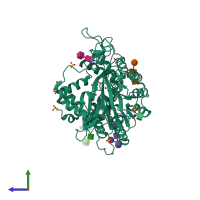 PDB entry 5i85 coloured by chain, side view.