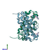 PDB entry 5i86 coloured by chain, side view.