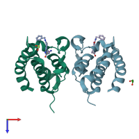 PDB entry 5i86 coloured by chain, top view.