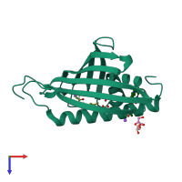 PDB entry 5i8f coloured by chain, top view.