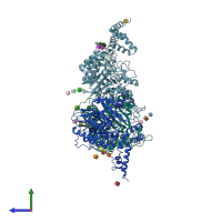 PDB entry 5i8r coloured by chain, side view.