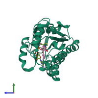 PDB entry 5i8w coloured by chain, side view.