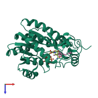 PDB entry 5i8w coloured by chain, top view.
