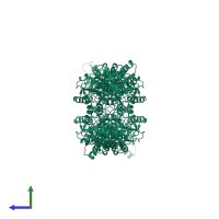 Glutaminase kidney isoform, mitochondrial 65 kDa chain in PDB entry 5i94, assembly 1, side view.