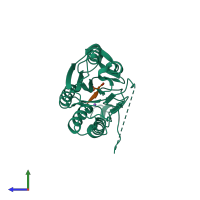 PDB entry 5i9b coloured by chain, side view.