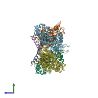 PDB entry 5i9e coloured by chain, side view.